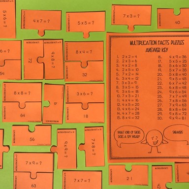 Multiplication Facts Puzzle Activity for Fact fluency
